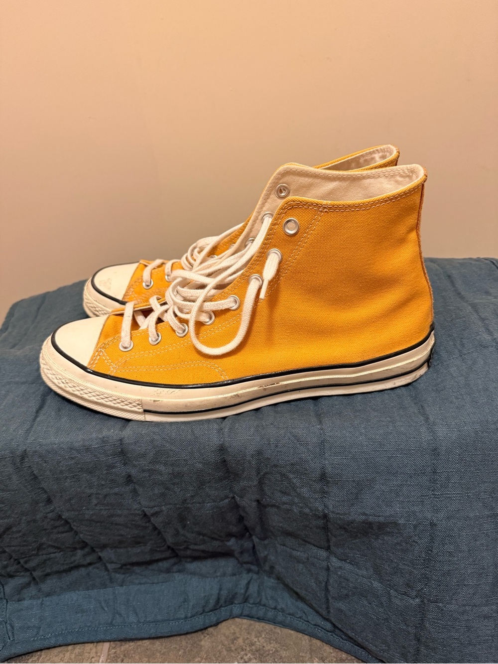 Yellow High-Top Canvas Men’s Sneakers